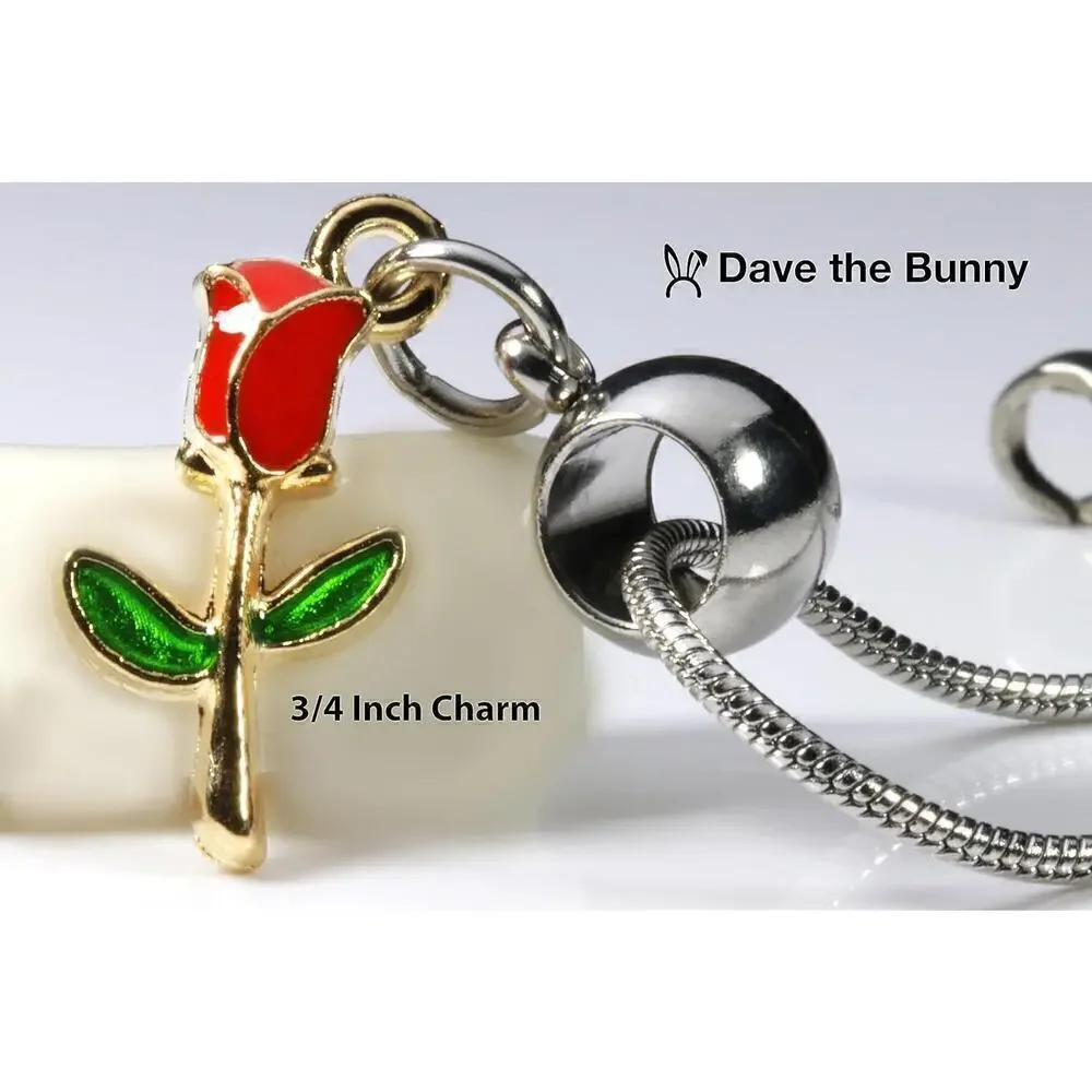 Dave The Bunny Rose Necklace for Women - Red flower Necklace